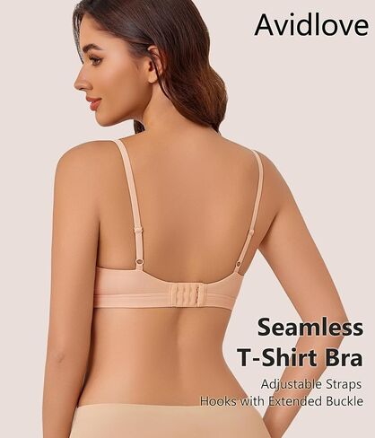 Avidlove Wireless Triangle Bralettes for Women Deep V Unpadded Bras Stretchy Double Layer Tshirt Bralette Nude Medium in Kuwait