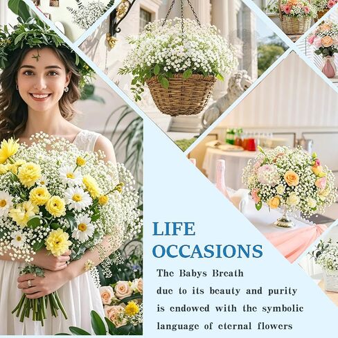 60 Pcs Babys Breath Artificial Flowers White Baby Breath Flowers Bulk,Real Touch Small Babies Breath Fake Flowers,Faux Baby's Breath Gypsophila Bouquet for Wedding Decor, Party, Home Garden Decoration in Saudi Arabia