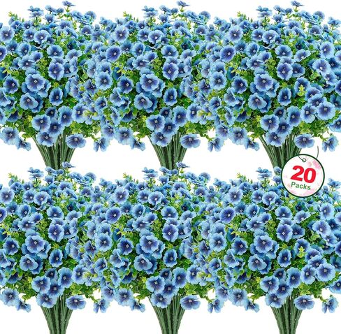 Roberly 20 Bundles Artificial Flowers for Outdoors, Fake Silk Flowers with Plastic Eucalyptus Greenery Stems Realistic Faux Plants for Spring Summer Porch Patio Yard Garden Home Decor, Mixed Color in Saudi Arabia