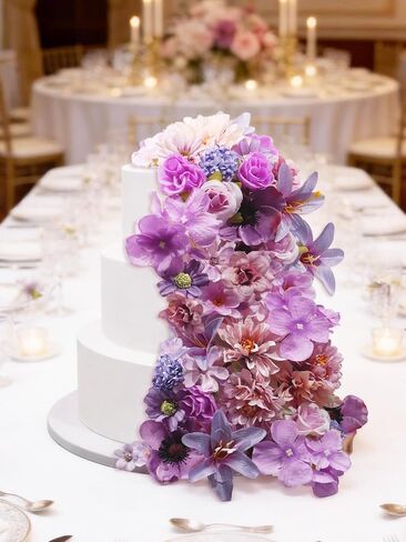 Faux Flower Heads Mini Purple Artificial Flower Heads Fake Flowers Combo with Stems Rose Peony Dahlia Daisy Small Silk Flower Heads for Craft DIY Garland Wedding Party Baby Shower Home Decor, 80Pcs in Kuwait