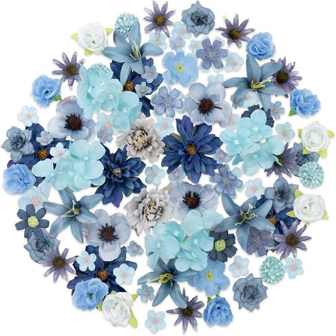 Faux Flower Heads Mini Purple Artificial Flower Heads Fake Flowers Combo with Stems Rose Peony Dahlia Daisy Small Silk Flower Heads for Craft DIY Garland Wedding Party Baby Shower Home Decor, 80Pcs in Kuwait