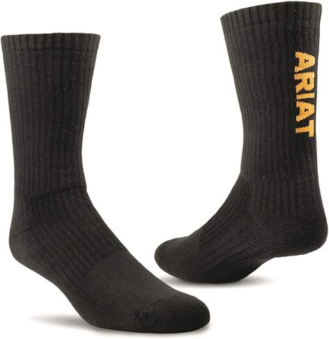ARIAT Mens 2239-BLK Men's Cotton 3Pk Crew Socks XL Black in Saudi Arabia