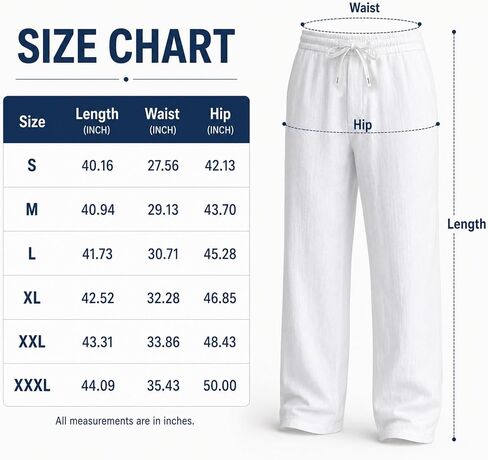 2026 Men's Linen Casual Pants Summer Beach Pants Elastic Waistband Drawstring Design Lightweight Travel Pants with Pockets in Kuwait