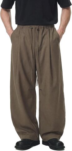 Mens Baggy Heavyweight Pants Old Money Curved Leg Pleated Suit Trousers Loose Fit Wide Leg Casual Streetwear Bottoms in Saudi Arabia