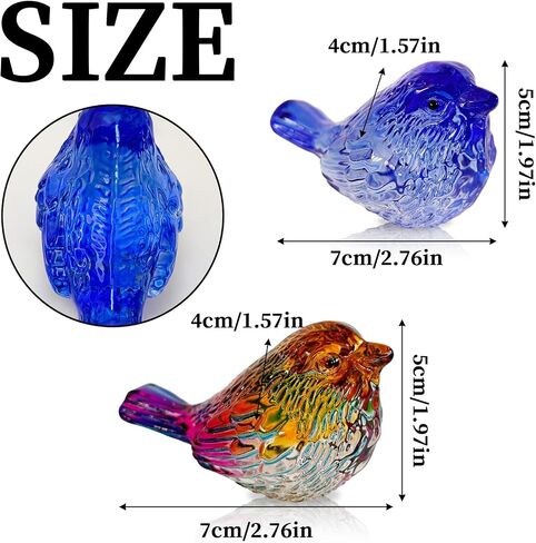 Crystal Bird Figurines – Set of Vibrant Glass Animal Ornaments for Home & Office Desk Decor | Unique Bird Lovers, Men & Women (CL) in Saudi Arabia