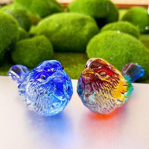 Crystal Bird Figurines – Set of Vibrant Glass Animal Ornaments for Home & Office Desk Decor | Unique Bird Lovers, Men & Women (CL) in Saudi Arabia