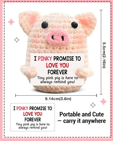 Cute Pig Gifts for Women Girlfriend Mom, I Love You Gifts, Pinky Promise Handmade Emotional Support Crochet Pig Decor, Anniversary Birthday Gift Ideas in Saudi Arabia