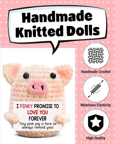 Cute Pig Gifts for Women Girlfriend Mom, I Love You Gifts, Pinky Promise Handmade Emotional Support Crochet Pig Decor, Anniversary Birthday Gift Ideas in Saudi Arabia