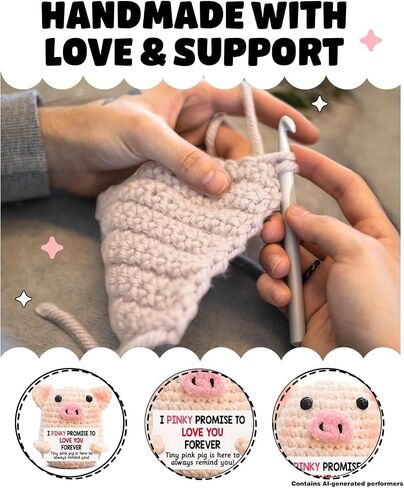 Cute Pig Gifts for Women Girlfriend Mom, I Love You Gifts, Pinky Promise Handmade Emotional Support Crochet Pig Decor, Anniversary Birthday Gift Ideas in Saudi Arabia