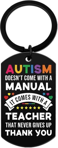 Autism Awareness Keychain Thank You Teacher Gifts Stainless Steel Inspirational Message Token Gifts for Teachers, Students Giving gifts to Teachers on Teacher's Day. in Kuwait