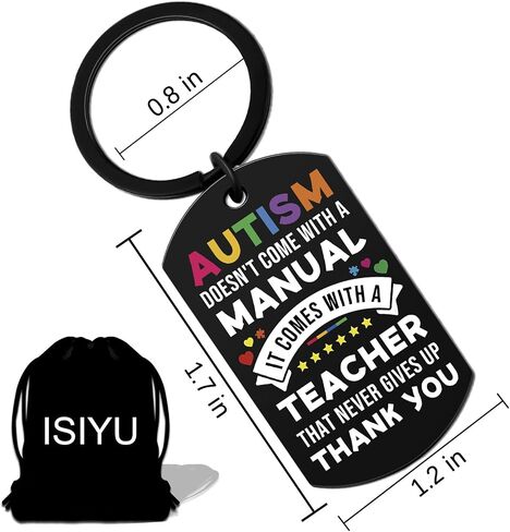 Autism Awareness Keychain Thank You Teacher Gifts Stainless Steel Inspirational Message Token Gifts for Teachers, Students Giving gifts to Teachers on Teacher's Day. in Kuwait