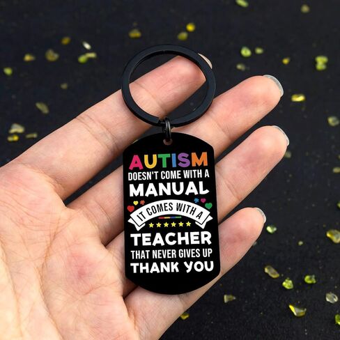 Autism Awareness Keychain Thank You Teacher Gifts Stainless Steel Inspirational Message Token Gifts for Teachers, Students Giving gifts to Teachers on Teacher's Day. in Kuwait
