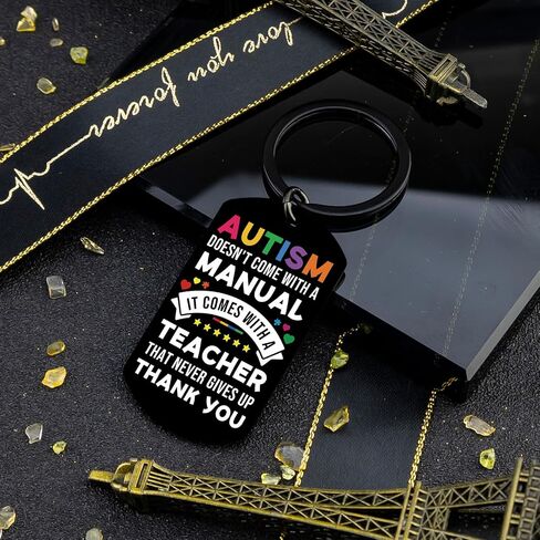 Autism Awareness Keychain Thank You Teacher Gifts Stainless Steel Inspirational Message Token Gifts for Teachers, Students Giving gifts to Teachers on Teacher's Day. in Kuwait