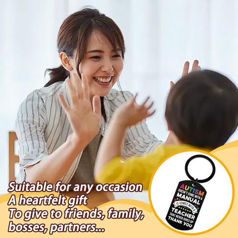 Autism Awareness Keychain Thank You Teacher Gifts Stainless Steel Inspirational Message Token Gifts for Teachers, Students Giving gifts to Teachers on Teacher's Day. in Kuwait
