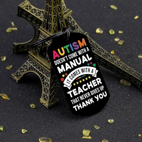 Autism Awareness Keychain Thank You Teacher Gifts Stainless Steel Inspirational Message Token Gifts for Teachers, Students Giving gifts to Teachers on Teacher's Day. in Kuwait