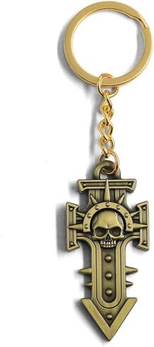 Warhammer 40K Inquisition Seal Skull Cross Pendant Keychain, Collectible Metal Accessory Gift for Fans in Saudi Arabia