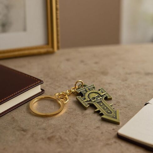Warhammer 40K Inquisition Seal Skull Cross Pendant Keychain, Collectible Metal Accessory Gift for Fans in Saudi Arabia