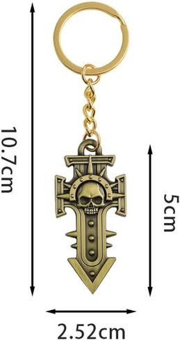 Warhammer 40K Inquisition Seal Skull Cross Pendant Keychain, Collectible Metal Accessory Gift for Fans in Saudi Arabia