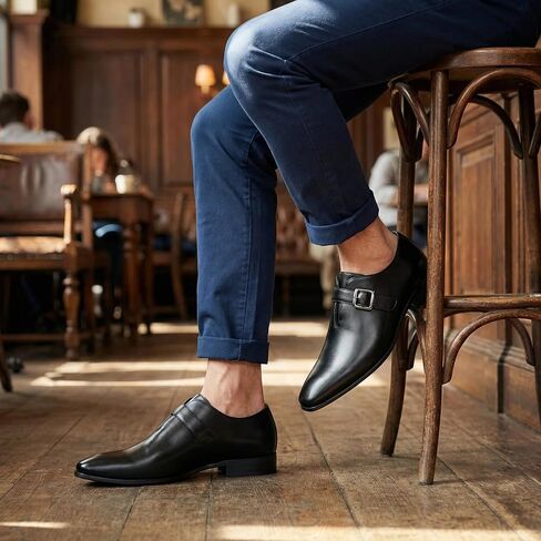 AUSTIN MILL Mens Dress Shoes Monk Strap Plain Toe Oxford Loafers for Business Wedding in Kuwait