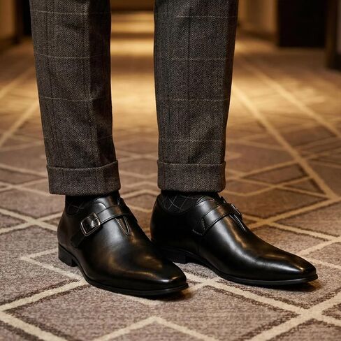AUSTIN MILL Mens Dress Shoes Monk Strap Plain Toe Oxford Loafers for Business Wedding in Kuwait