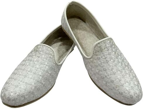 Stop n Style Handcrafted Punjabi Jutti for Men – Traditional Indian Slip-On Shoes | Ethnic Khussa Wedding, Cultural & Festive Wear Comfortable Mojari White Cream in Saudi Arabia