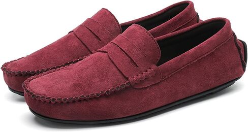 Men's Suede Penny Loafers Slip-On Driving Moccasins Casual Flat Shoes Hand Stitching Work Boat Shoes in Saudi Arabia
