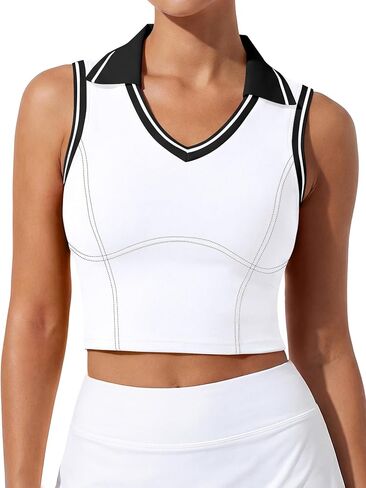 BMJL Womens Golf Shirts Built in Bra Polo Tank Tops Color Block Collared Tennis Workout Tops in Kuwait