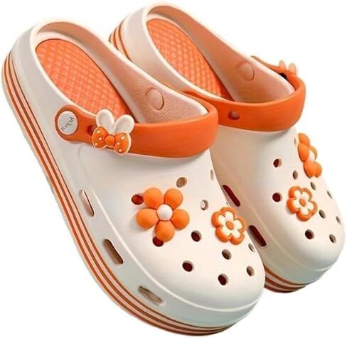 Women's EVA Cartoon DIY Soft Sole Garden Clogs - Cute Decoration Non-Slip Beach Slippers, Breathable, Comfortable & Lightweight for Summer in Saudi Arabia