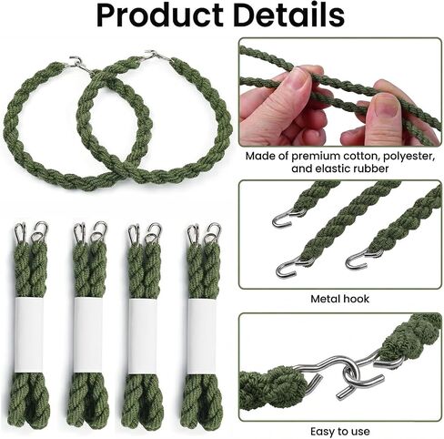 24 PCS Boot Blousers with Metal Hooks – Adjustable Elastic Boot Straps for Military, Tactical, Cowboy, Work Boots – Trouser Blousing Straps for Army Navy Air Force Uniform, Camo Pants (Green) in Saudi Arabia