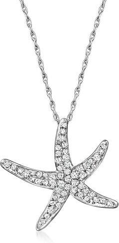 Ross-Simons 0.25 ct. t.w. Diamond Starfish Pendant Necklace in Sterling Silver in Kuwait