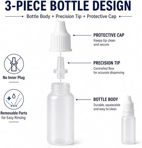 Adkoat® 5PCS - 4 Plastic Dropper Bottles with 1 Funnel - 15ml / 0.5oz Empty Refillable Squeeze Eye Liquid Bottle with Protective Cap - Leak-Proof BPA Free Small Travel Container for Saline Serums Oil in Saudi Arabia