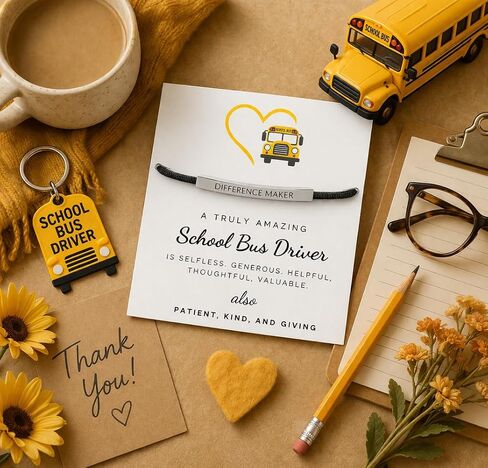 VIY Personal Card School Bus driver appreciation gifts, Best bus driver gifts, Difference maker bracelet for women, Difference maker gift, End of school year gift for coworkers in Kuwait