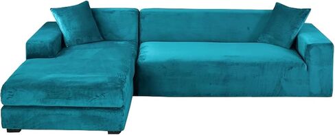 YOPOIY Velvet Sectional Couch Covers Stretch L Shaped Sofa Cover 2 Piece, Washable Corner Sofa Slipcover 5 6 7 Seater Soft Furniture Protector (Orange,3+2 Seater) in Saudi Arabia