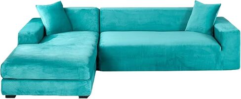 YOPOIY Velvet Sectional Couch Covers Stretch L Shaped Sofa Cover 2 Piece, Washable Corner Sofa Slipcover 5 6 7 Seater Soft Furniture Protector (Orange,3+2 Seater) in Saudi Arabia