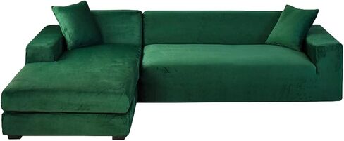 YOPOIY Velvet Sectional Couch Covers Stretch L Shaped Sofa Cover 2 Piece, Washable Corner Sofa Slipcover 5 6 7 Seater Soft Furniture Protector (Orange,3+2 Seater) in Saudi Arabia