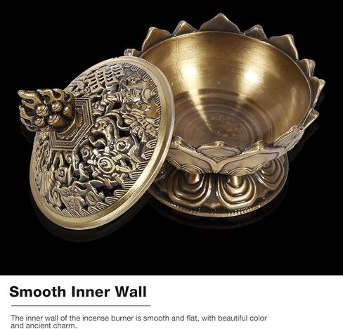 Lotus Incense Burner Holder, Vintage Backflow Smoke Censer Incense Cone Holder Bowl for Home Decor, Bronze, 2.95 x 2.71inch in Saudi Arabia