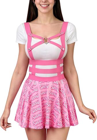 تنورة قصيرة من Littleforbig Sissy Doll مع حزام صدر على شكل قلب قابل للإزالة، فستان حريري قصير مطوي على شكل حرف A in Kuwait