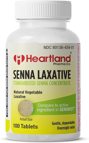 Senna Natural Vegetable Sennoside Laxative 8.6mg | Natural Vegetable Formula for Constipation Relief | Gentle Relief for Occasional Constipation |100 Tablets in Saudi Arabia