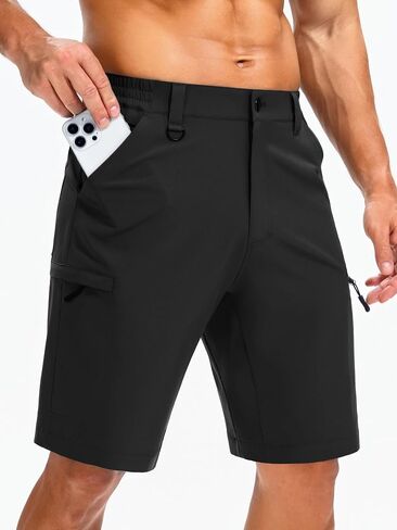 Men's Hiking Cargo Shorts 9" with Zipper Pockets Quick Dry Lightweight Casual Stretch Golf Short Outdoor Summer in Kuwait