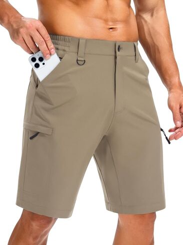 Men's Hiking Cargo Shorts 9" with Zipper Pockets Quick Dry Lightweight Casual Stretch Golf Short Outdoor Summer in Saudi Arabia