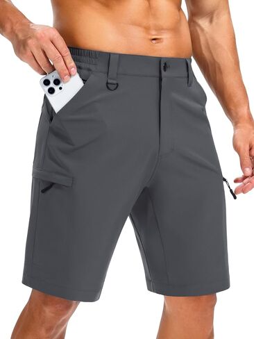Men's Hiking Cargo Shorts 9" with Zipper Pockets Quick Dry Lightweight Casual Stretch Golf Short Outdoor Summer in Kuwait