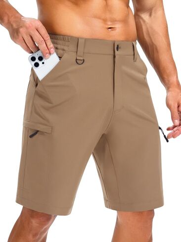 Men's Hiking Cargo Shorts 9" with Zipper Pockets Quick Dry Lightweight Casual Stretch Golf Short Outdoor Summer in Kuwait