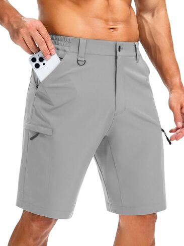 Men's Hiking Cargo Shorts 9" with Zipper Pockets Quick Dry Lightweight Casual Stretch Golf Short Outdoor Summer in Kuwait
