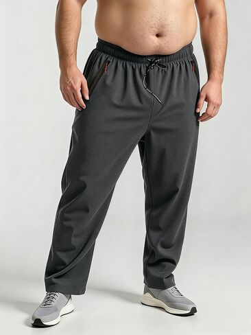 Men's Plus Size Athletic & Casual Pants Quick Dry Trousers with Elastic Waist & Zipper Pockets in Kuwait