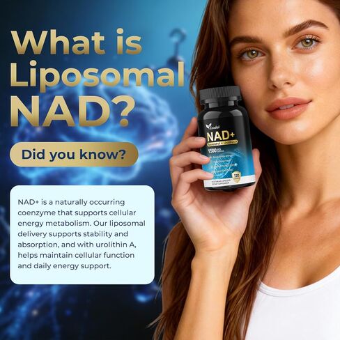 NAD+ Supplement 1500mg - 7-in-1 Liposomal Formula with Urolithin A, CoQ10 & Resveratrol - Cellular Energy, Muscle Health & Healthy Aging Support for Women & Men- 120 Capsules in Saudi Arabia