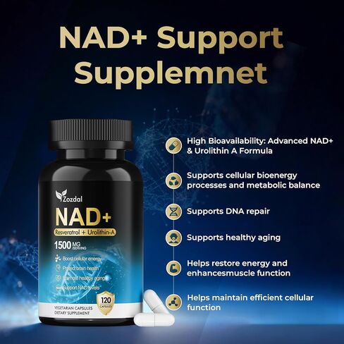 NAD+ Supplement 1500mg - 7-in-1 Liposomal Formula with Urolithin A, CoQ10 & Resveratrol - Cellular Energy, Muscle Health & Healthy Aging Support for Women & Men- 120 Capsules in Saudi Arabia