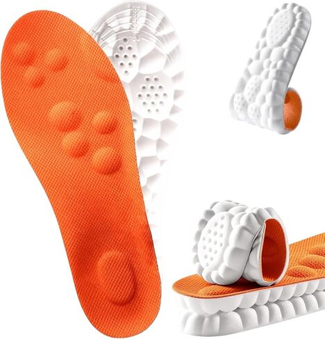 Steppers Insoles, 4D Cloud Massage Steppers Insoles for Men & Women, Orange Shock Absorption Footbed with Comfort Cushioning Breathable Design,Massage Insoles Ideal for Sports, Running & Daily Wear in Saudi Arabia
