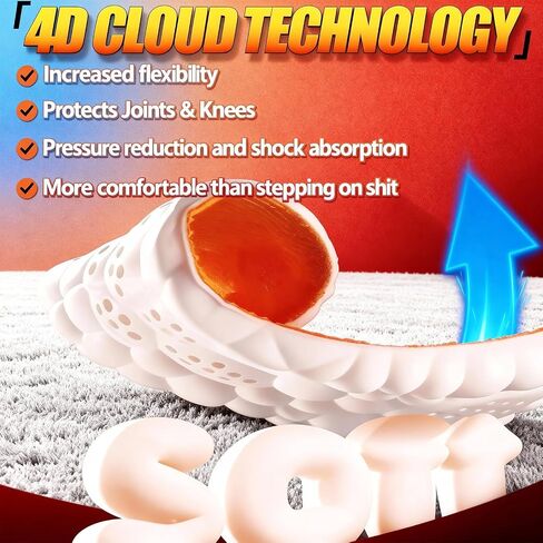 Steppers Insoles, 4D Cloud Massage Steppers Insoles for Men & Women, Orange Shock Absorption Footbed with Comfort Cushioning Breathable Design,Massage Insoles Ideal for Sports, Running & Daily Wear in Saudi Arabia