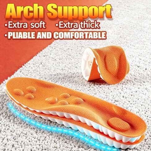 Steppers Insoles, 4D Cloud Massage Steppers Insoles for Men & Women, Orange Shock Absorption Footbed with Comfort Cushioning Breathable Design,Massage Insoles Ideal for Sports, Running & Daily Wear in Saudi Arabia