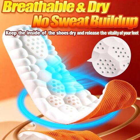 Steppers Insoles, 4D Cloud Massage Steppers Insoles for Men & Women, Orange Shock Absorption Footbed with Comfort Cushioning Breathable Design,Massage Insoles Ideal for Sports, Running & Daily Wear in Saudi Arabia